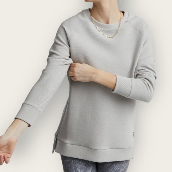 Varley Tops - Varley Manning Sweat Ribbed Crew Neck With Side Zips